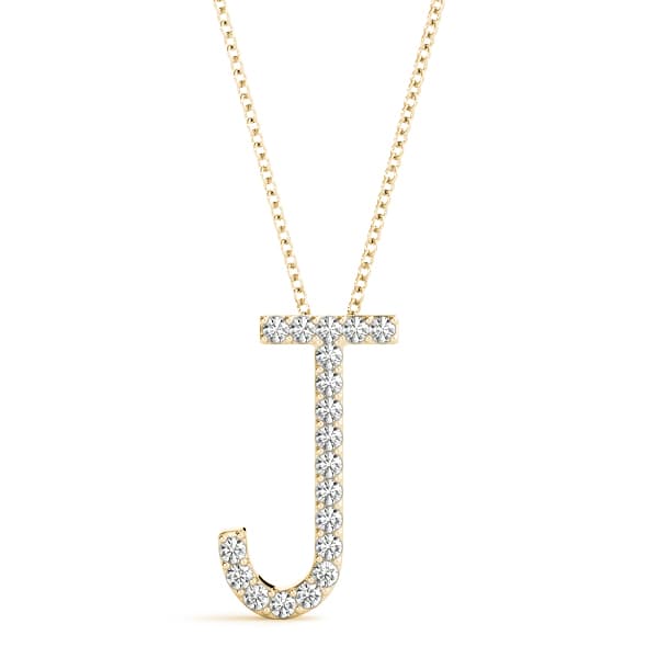 Initial Letter Q Pendants (1/8 ct. tw.), Front view in yellow gold