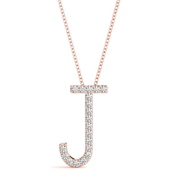Initial Letter Q Pendants (1/8 ct. tw.), Front view in rose gold