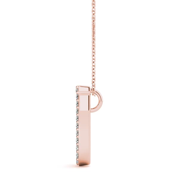 Initial Letter Q Pendants (1/8 ct. tw.), Side view in rose gold