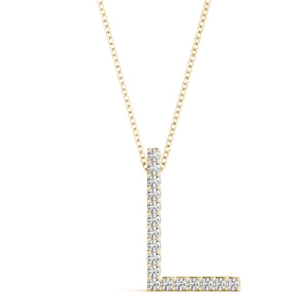 Initial Letter Q Pendants (0.1 ct. tw.), Front view in yellow gold