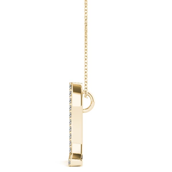 Initial Letter Q Pendants (0.1 ct. tw.), Side view in yellow gold
