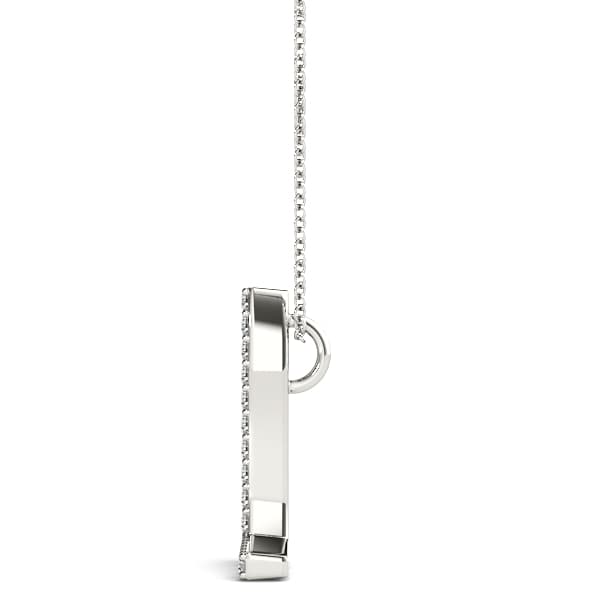 Initial Letter Q Pendants (0.1 ct. tw.), Side view in white gold or platinum