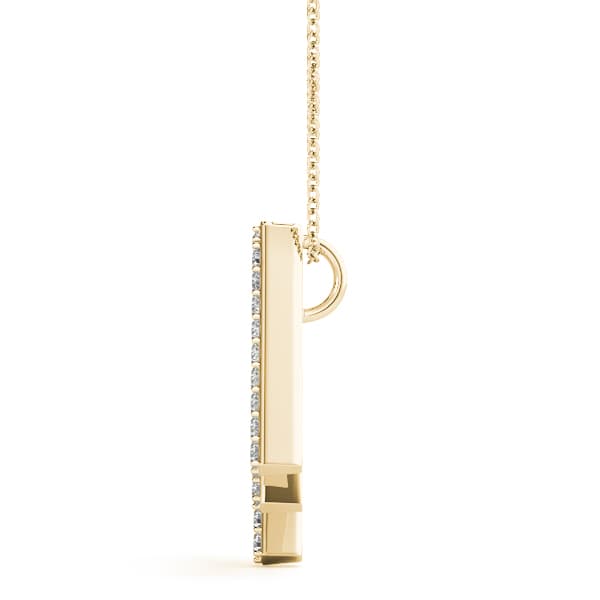 Initial Letter Q Pendants (0.18 ct. tw.), Side view in yellow gold