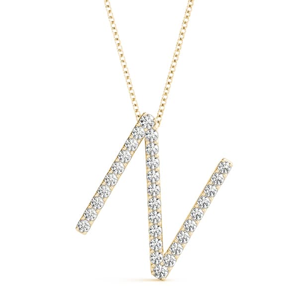 Initial Letter Q Pendants (0.18 ct. tw.), Front view in yellow gold