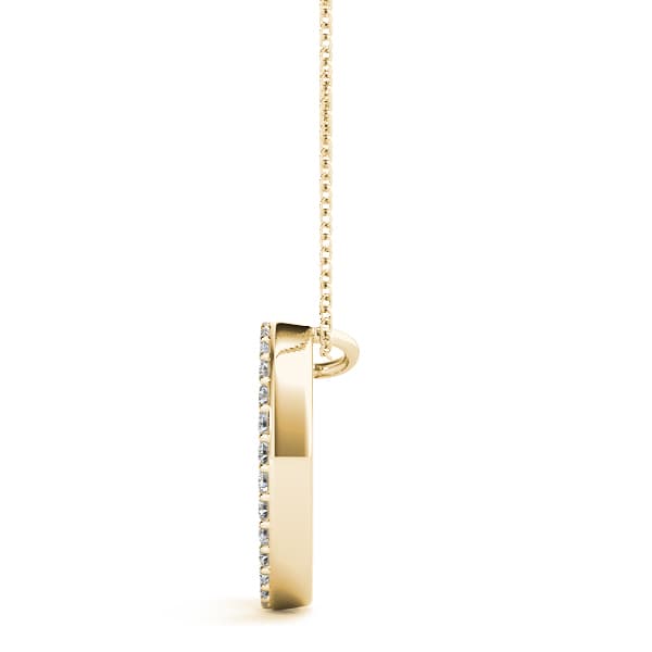 Initial Letter Q Pendants (0.17 ct. tw.), Side view in yellow gold