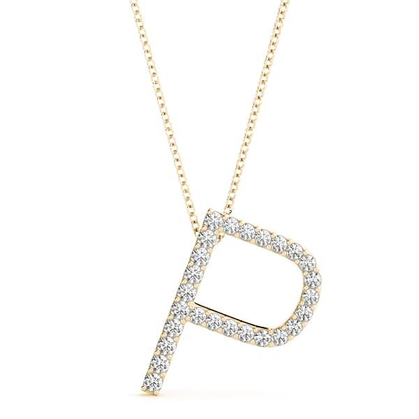 Initial Letter Q Pendants (0.16 ct. tw.), Front view in yellow gold
