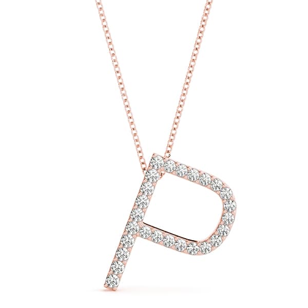 Initial Letter Q Pendants (0.16 ct. tw.), Front view in rose gold