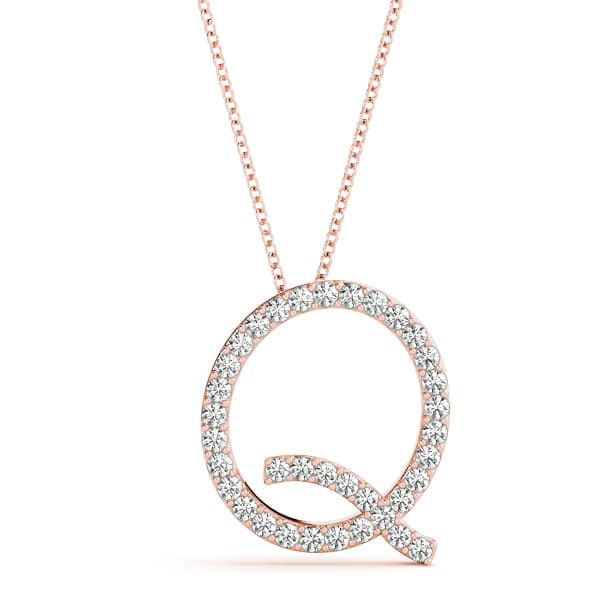 Initial Letter Q Pendants (0.18 ct. tw.), Front view in rose gold