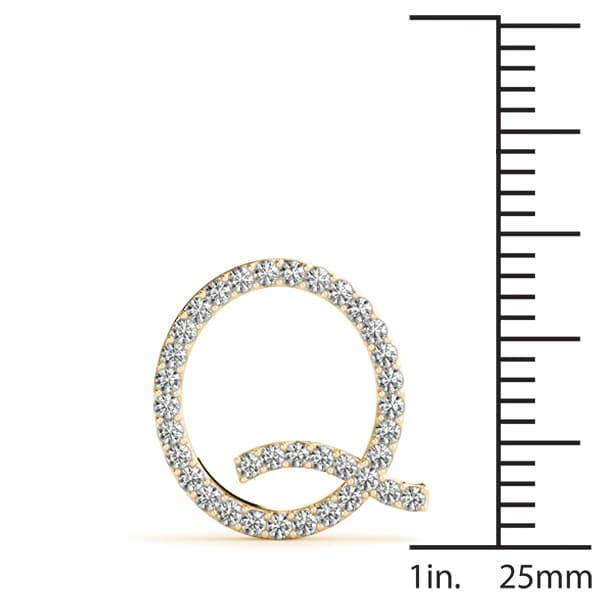 Initial Letter Q Pendants (0.18 ct. tw.), On hand view in yellow gold