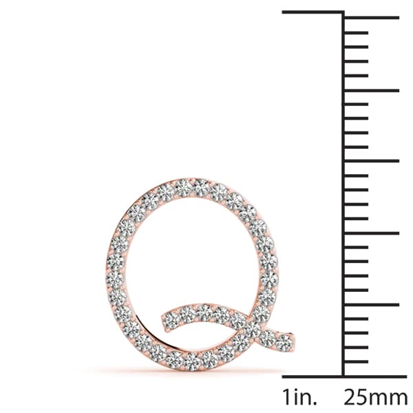 Initial Letter Q Pendants (0.18 ct. tw.), On hand view in rose gold