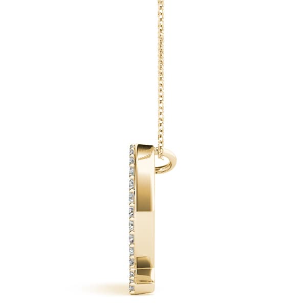 Initial Letter Q Pendants (0.18 ct. tw.), Side view in yellow gold