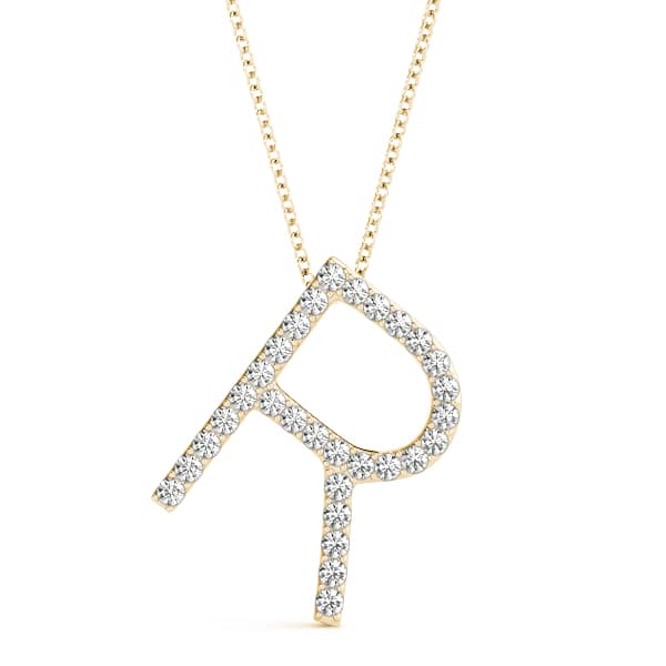 Initial Letter Q Pendants (0.18 ct. tw.), Front view in yellow gold