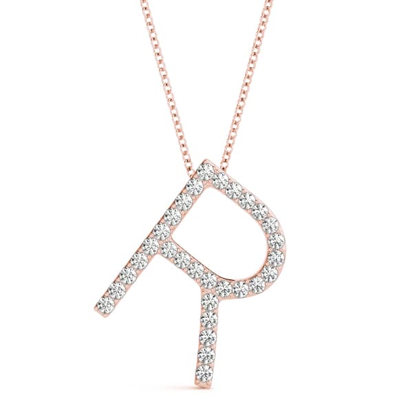 Initial Letter Q Pendants (0.18 ct. tw.), Front view in rose gold