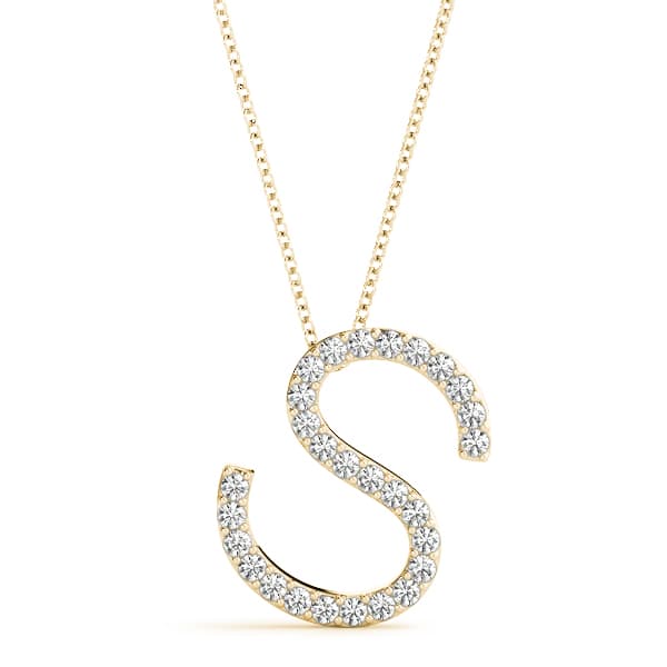 Initial Letter Q Pendants (0.17 ct. tw.), Front view in yellow gold
