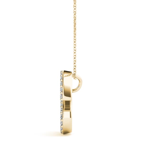 Initial Letter Q Pendants (0.17 ct. tw.), Side view in yellow gold
