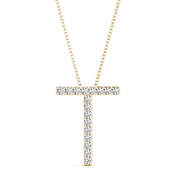 Initial Letter Q Pendants (0.1 ct. tw.), Front view in yellow gold