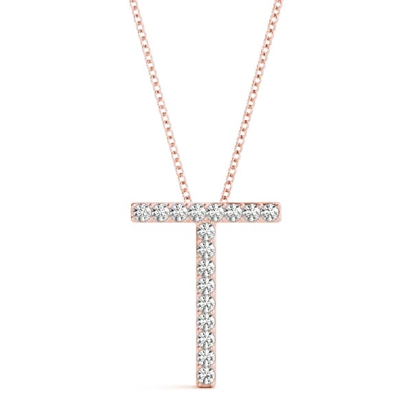 Initial Letter Q Pendants (0.1 ct. tw.), Front view in rose gold