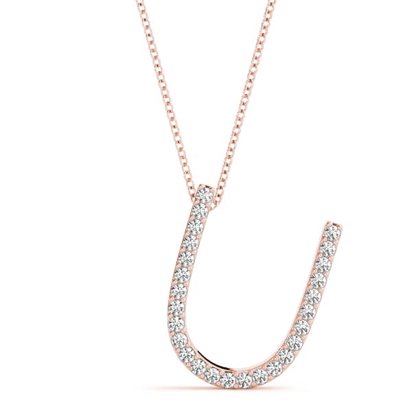 Initial Letter Q Pendants (0.16 ct. tw.), Front view in rose gold