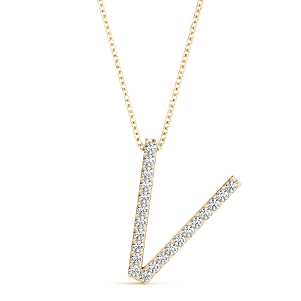 Initial Letter Q Pendants (1/8 ct. tw.), Front view in yellow gold