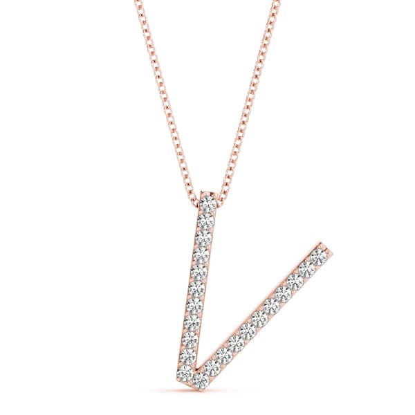 Initial Letter Q Pendants (1/8 ct. tw.), Front view in rose gold