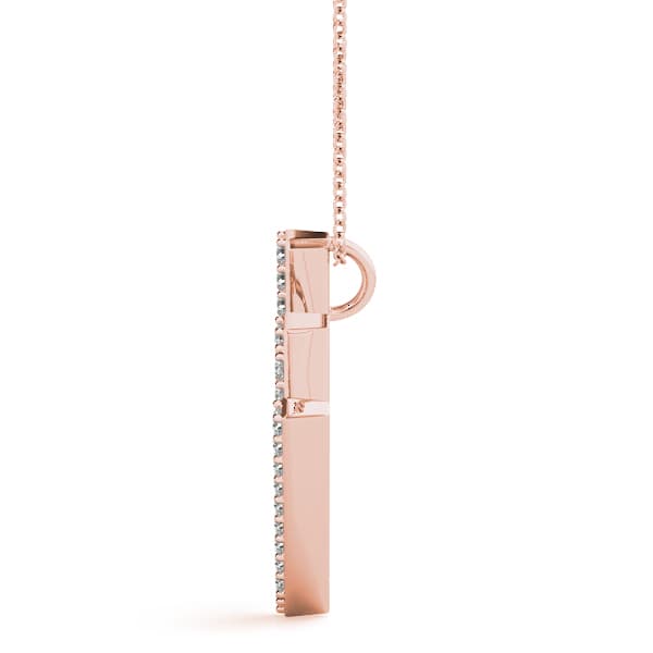 Initial Letter Q Pendants (0.18 ct. tw.), Side view in rose gold