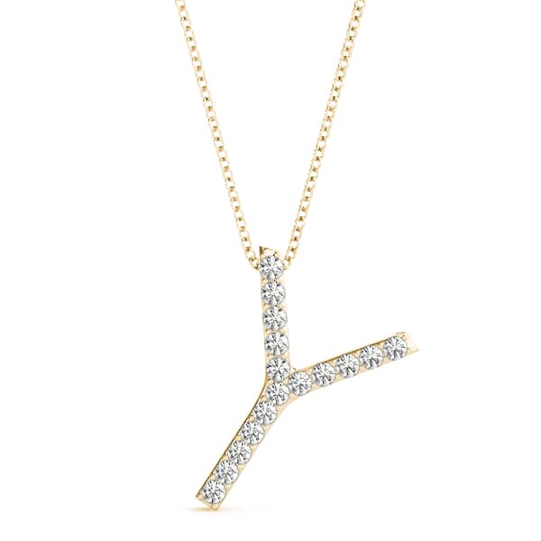 Initial Letter Q Pendants (0.1 ct. tw.), Front view in yellow gold