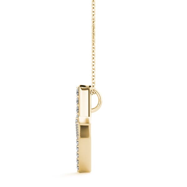 Initial Letter Q Pendants (0.1 ct. tw.), Side view in yellow gold