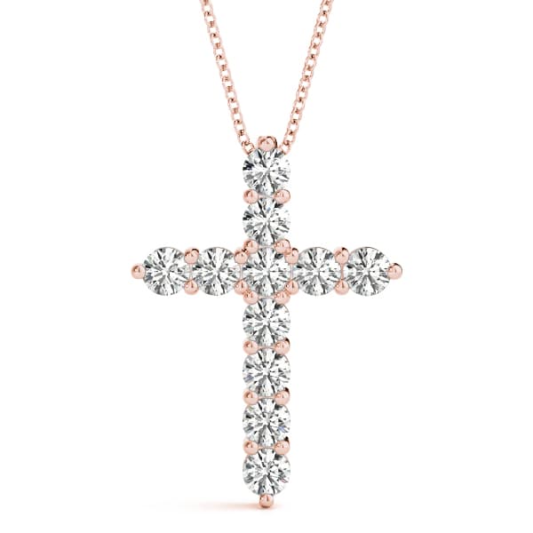 Shared Prong Cross Pendant (1 2/3 ct. tw.), Front view in rose gold
