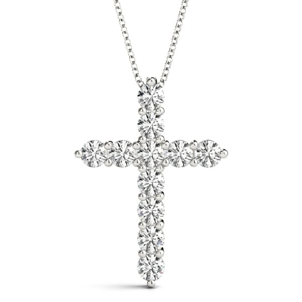 Shared Prong Cross Pendant — .01 CT — View 1