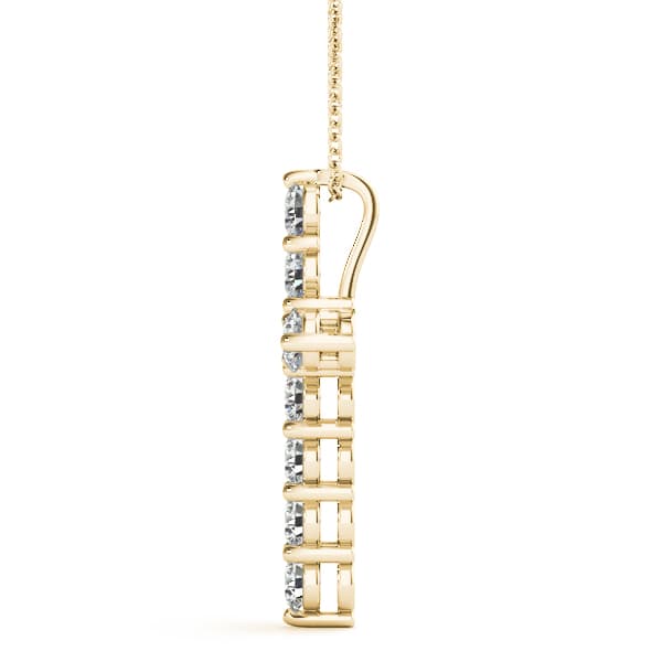 Shared Prong Cross Pendant (2.2 ct. tw.), Side view in yellow gold