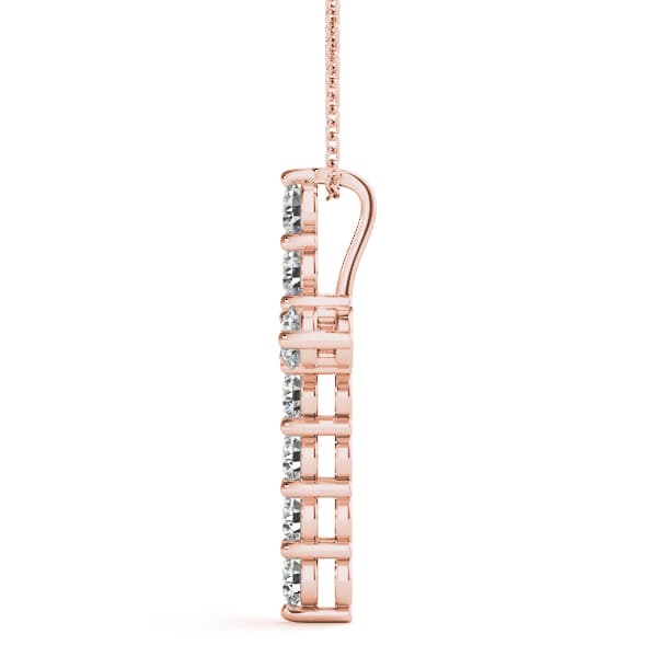 Shared Prong Cross Pendant (1 2/3 ct. tw.), Side view in rose gold
