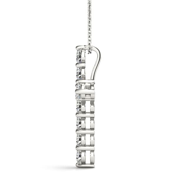 Shared Prong Cross Pendant (0.77 ct. tw.), Side view in white gold or platinum