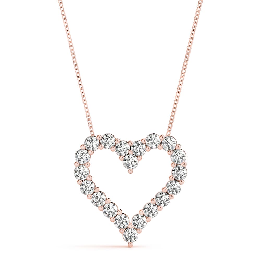 Heart Shaped Diamond Pendant (3 ct. tw.), Front view in rose gold