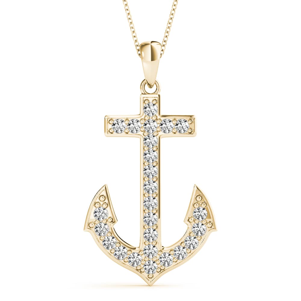 Diamond Anchor Pendant (1/8 ct. tw.), Front view in yellow gold
