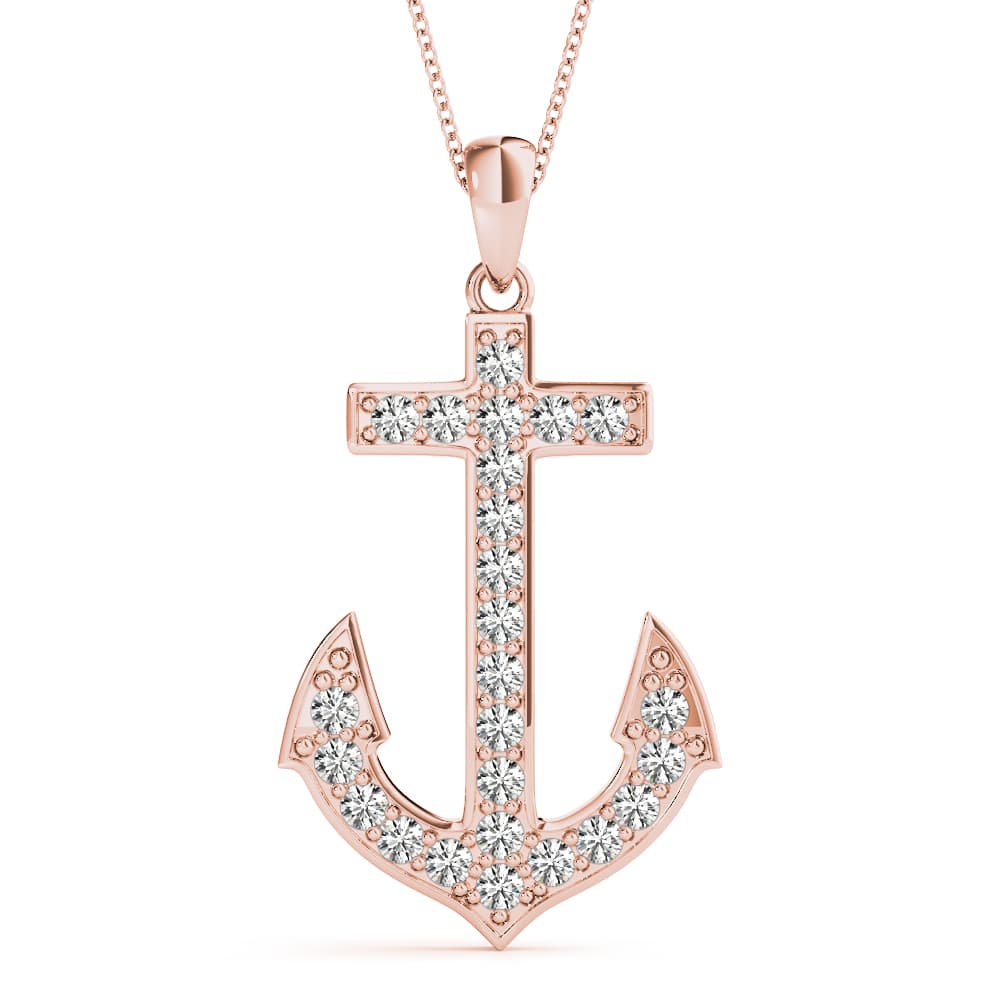 Diamond Anchor Pendant (1/2 ct. tw.), Front view in rose gold