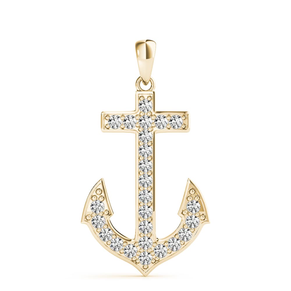 Diamond Anchor Pendant (1/8 ct. tw.), Angle view in yellow gold