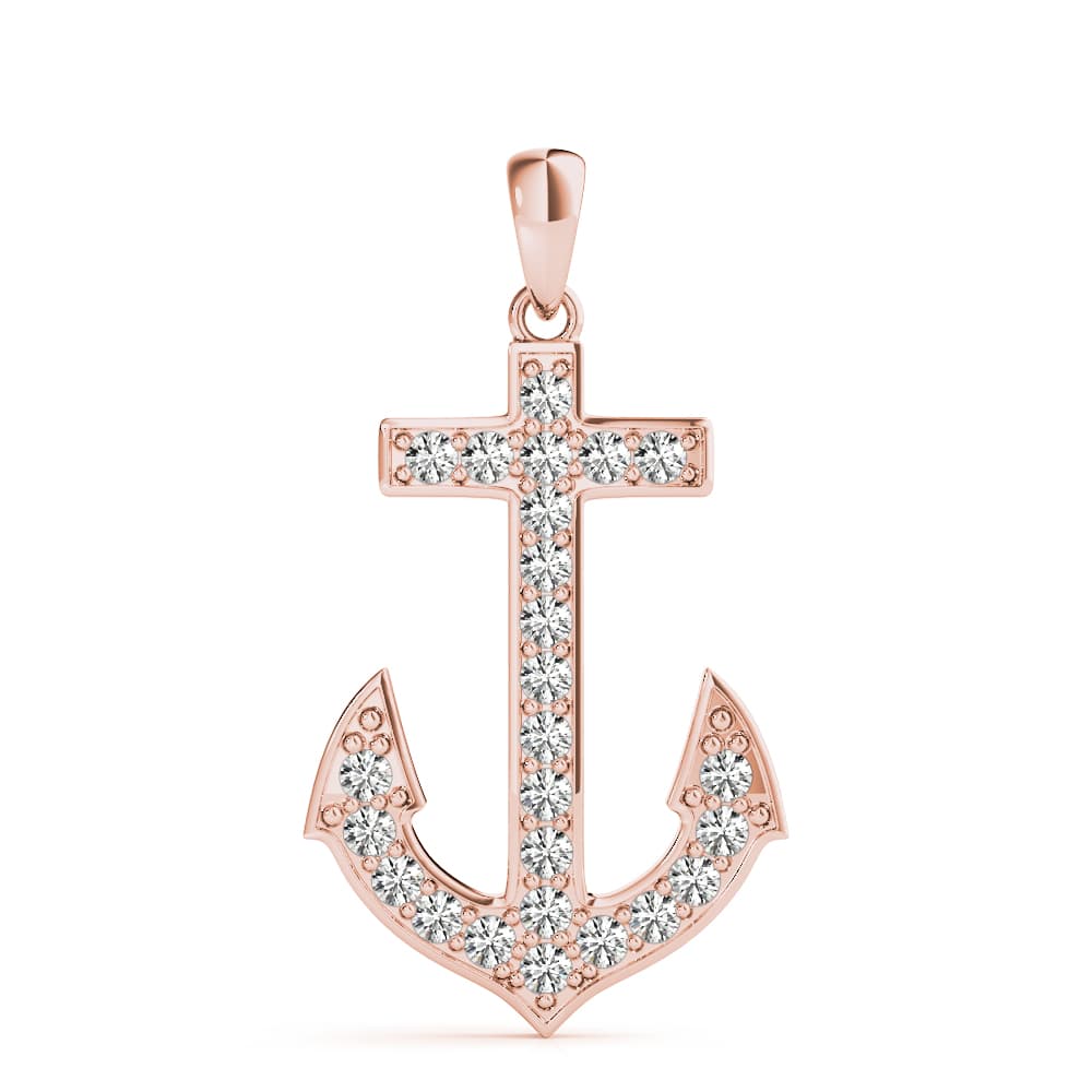 Diamond Anchor Pendant (1/2 ct. tw.), Angle view in rose gold