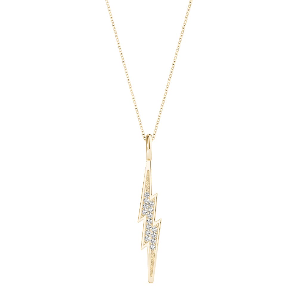 Thunderbolt Pendant (0.06 ct. tw.), Front view in yellow gold