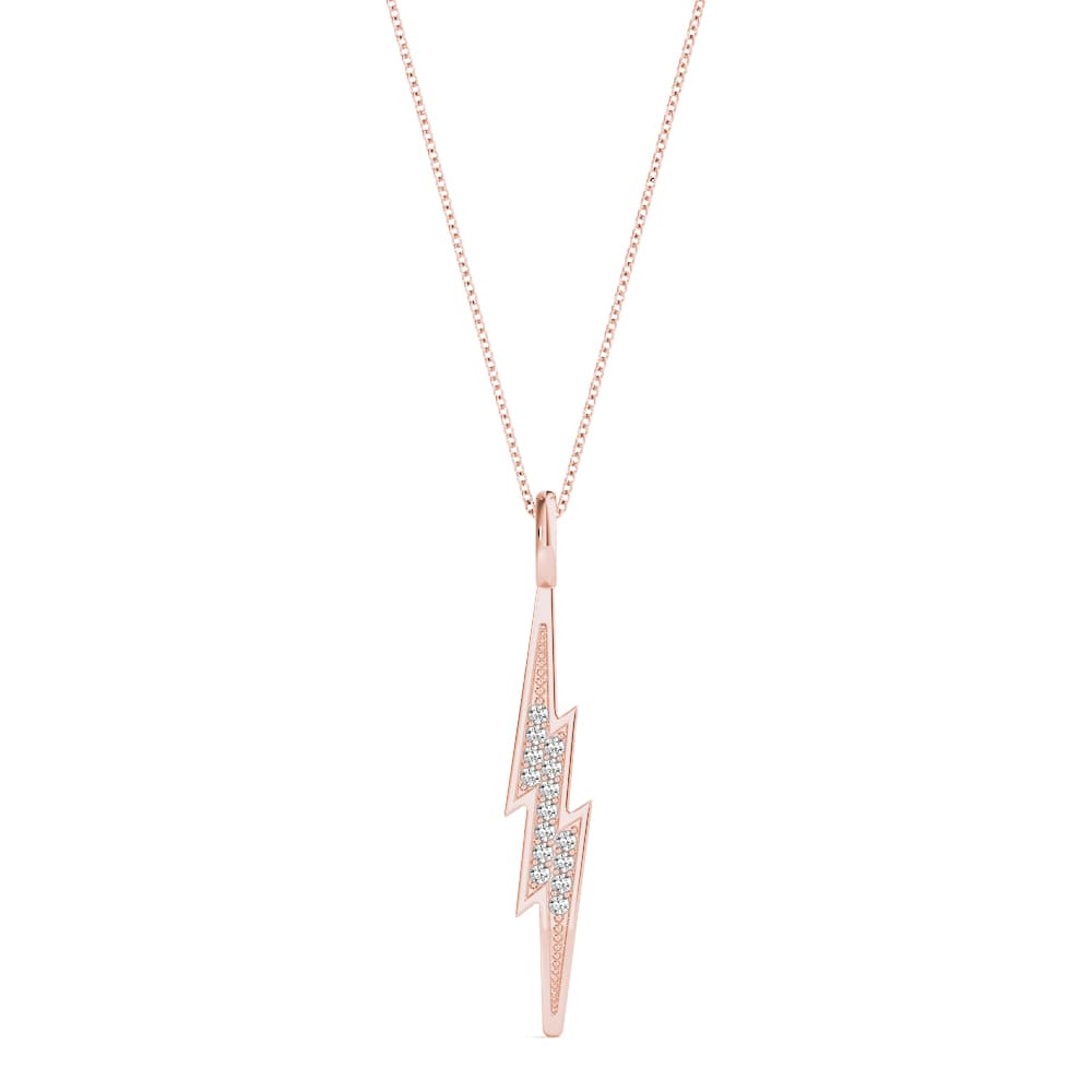 Thunderbolt Pendant (0.06 ct. tw.), Front view in rose gold