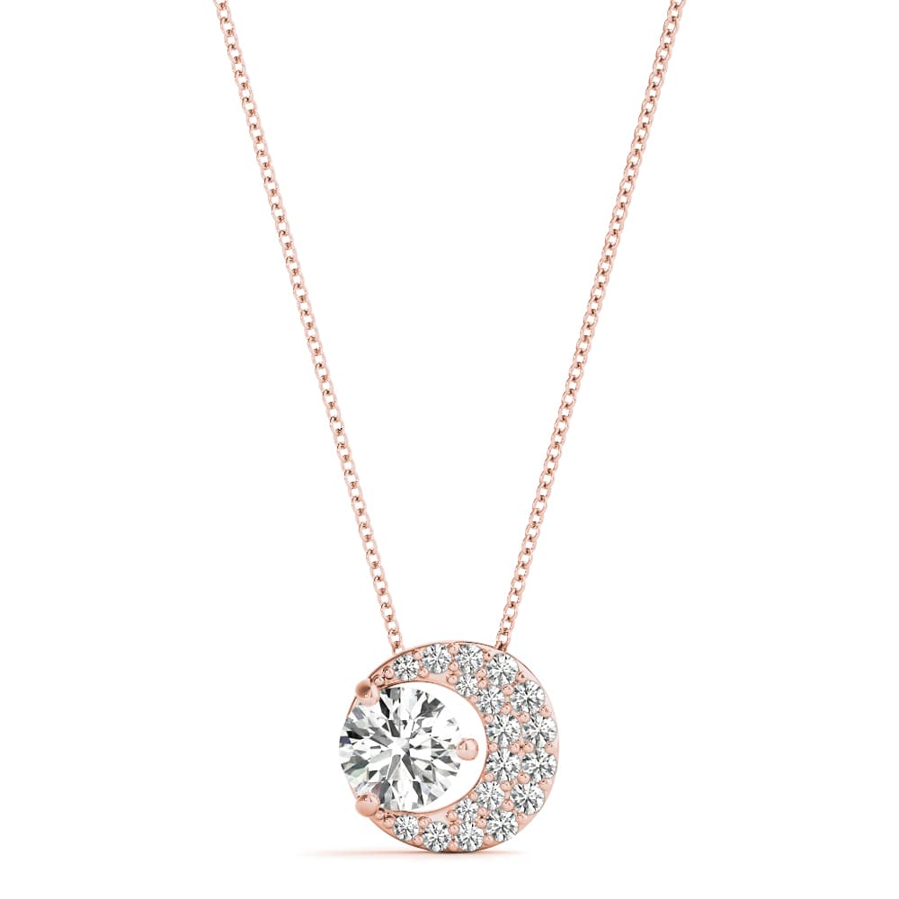 Crescent Moon Fashion Pendant (0.08 ct. tw.), Front view in rose gold