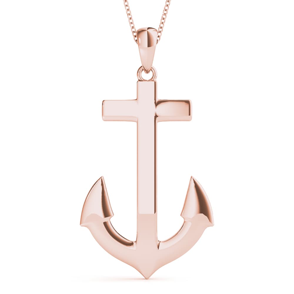 Solid Anchor Pendant, Front view in rose gold