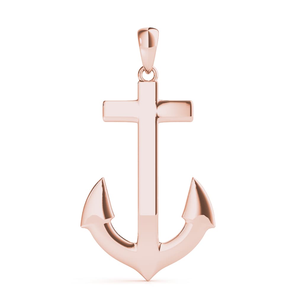 Solid Anchor Pendant, Angle view in rose gold
