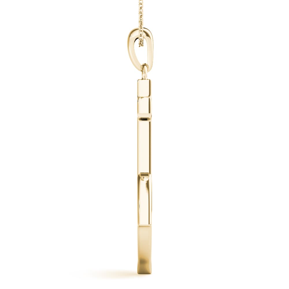 Solid Anchor Pendant, Side view in yellow gold