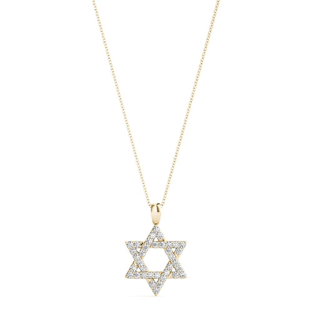 Star Of David Religious Pendant (5/8 ct. tw.), Front view in yellow gold