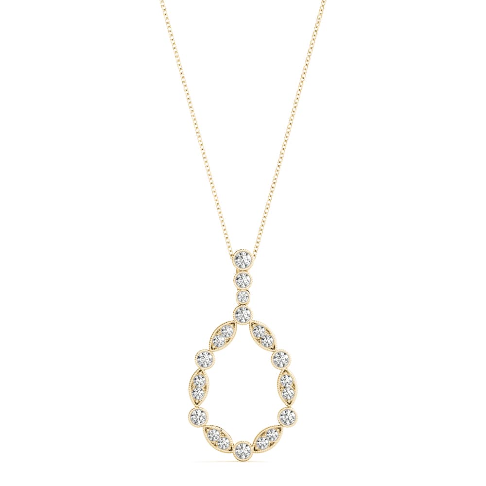 Pear Bezel Set Miligrain Fashion Pendant (0.47 ct. tw.), Front view in yellow gold