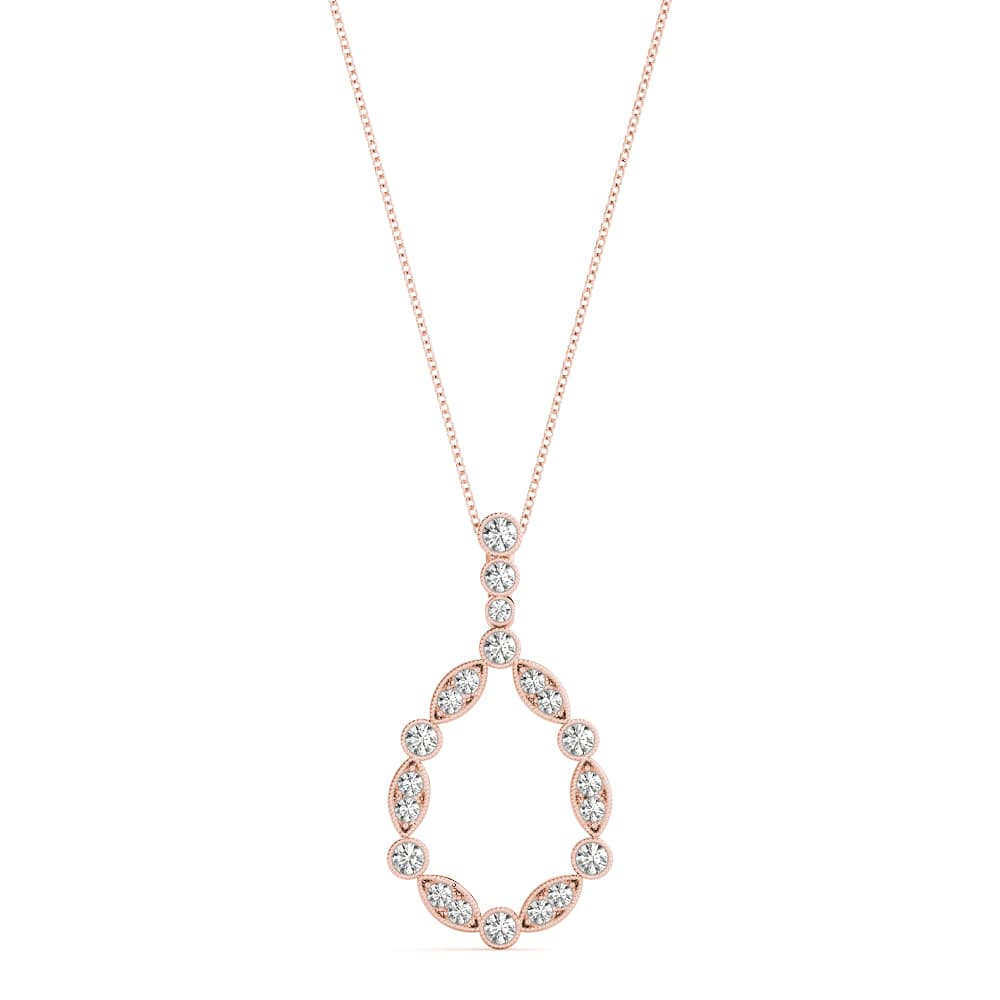 Pear Bezel Set Miligrain Fashion Pendant (0.47 ct. tw.), Front view in rose gold
