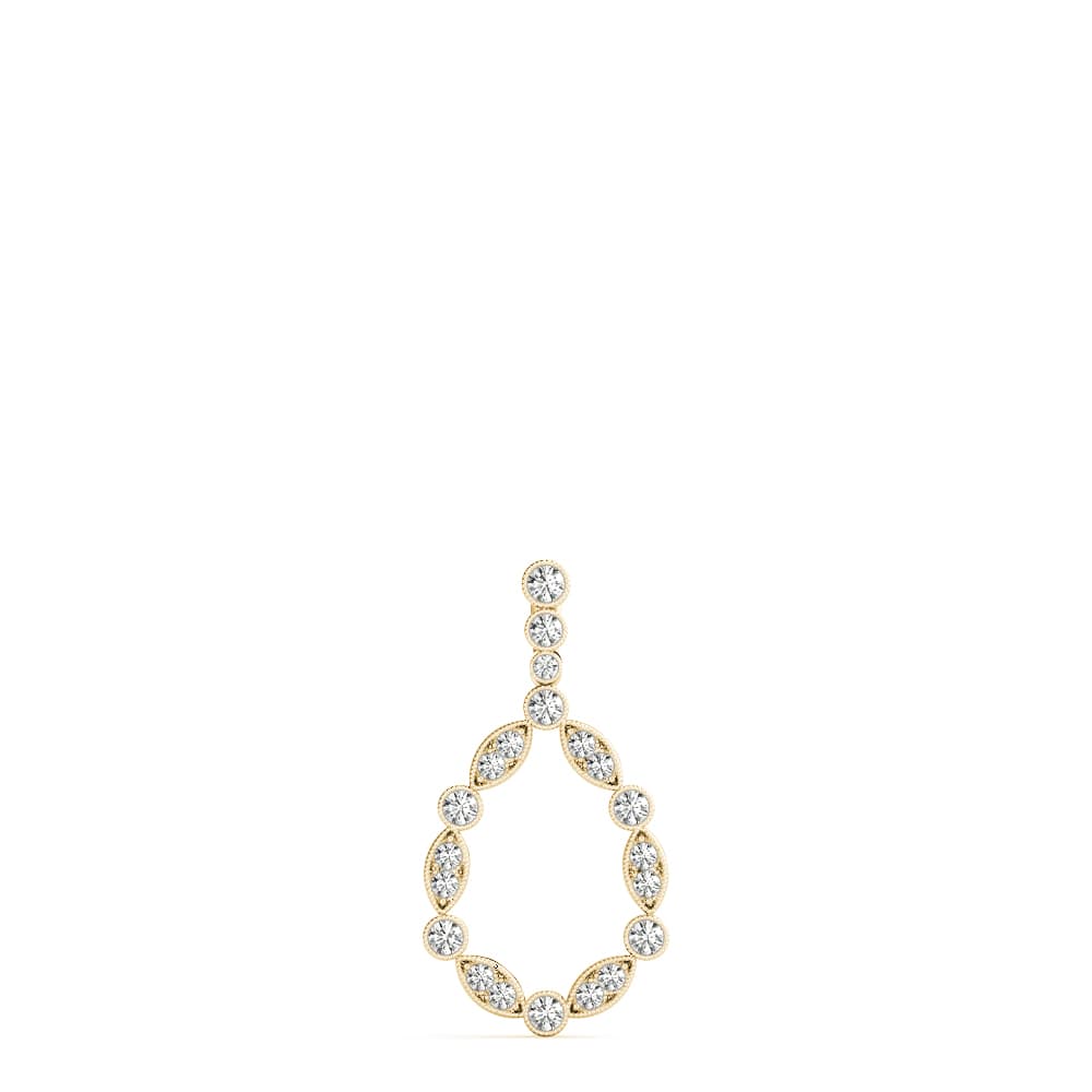 Pear Bezel Set Miligrain Fashion Pendant (0.47 ct. tw.), On hand view in yellow gold