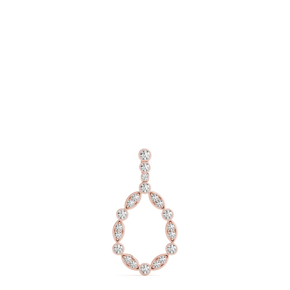 Pear Bezel Set Miligrain Fashion Pendant (0.47 ct. tw.), On hand view in rose gold