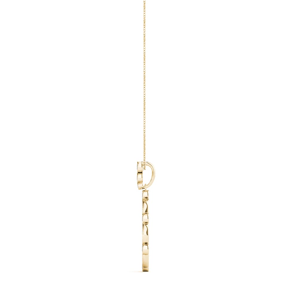 Pear Bezel Set Miligrain Fashion Pendant (0.47 ct. tw.), Side view in yellow gold