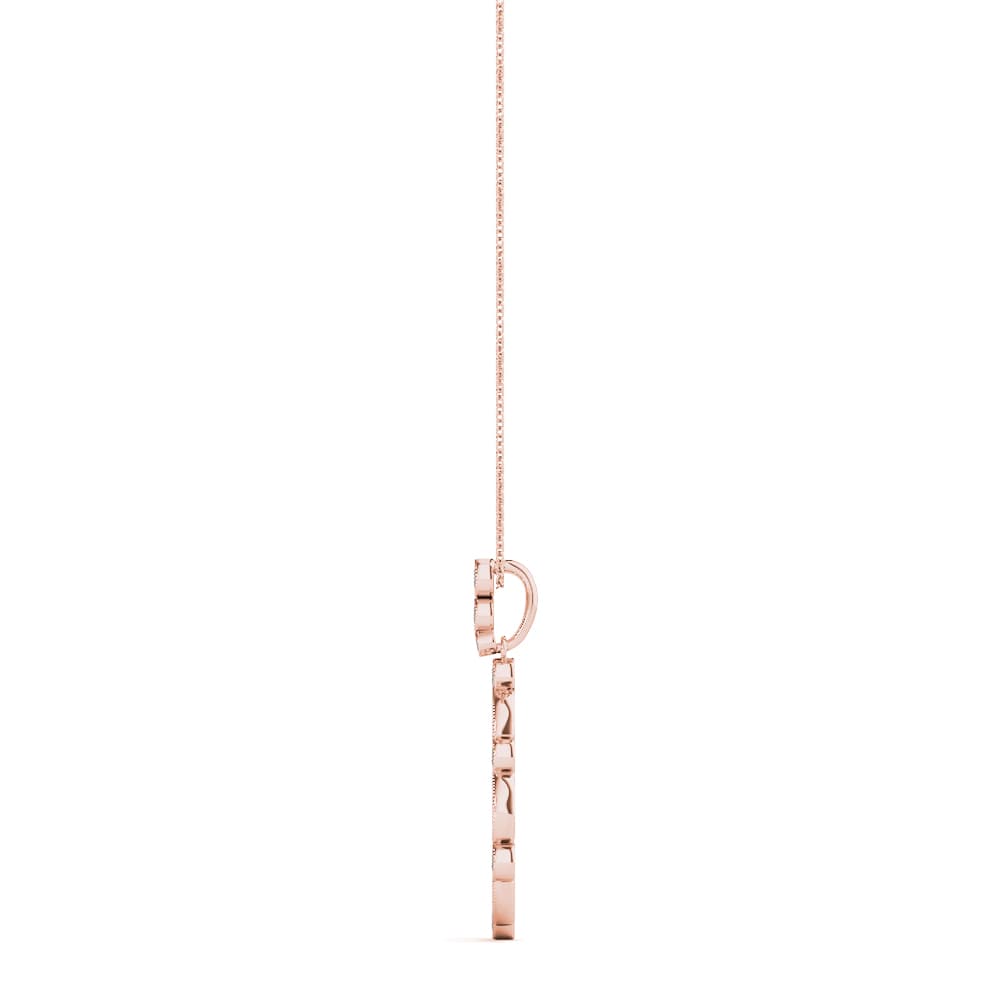 Pear Bezel Set Miligrain Fashion Pendant (0.47 ct. tw.), Side view in rose gold